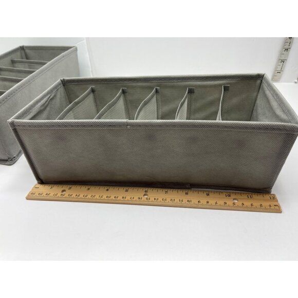 Foldable Drawer Organizers Set Of 3 W/ Mesh Dividers For Socks & Underwear Gray - Picture 6 of 6